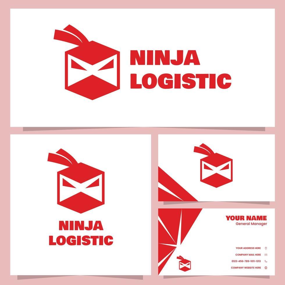 conception de logo logistique ninja et modèle de carte de visite vecteur