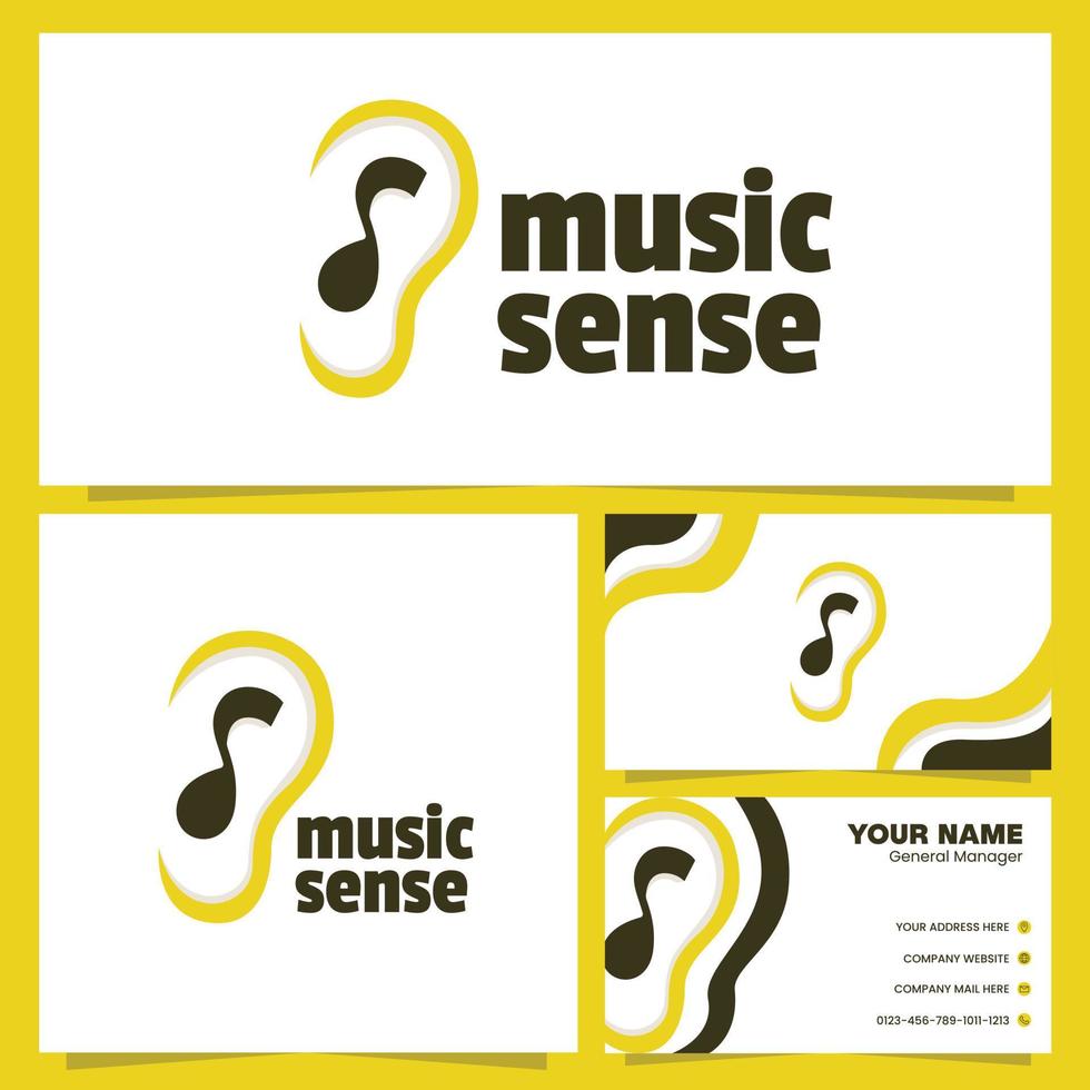 conception de logo de sens de la musique et modèle de carte de visite vecteur