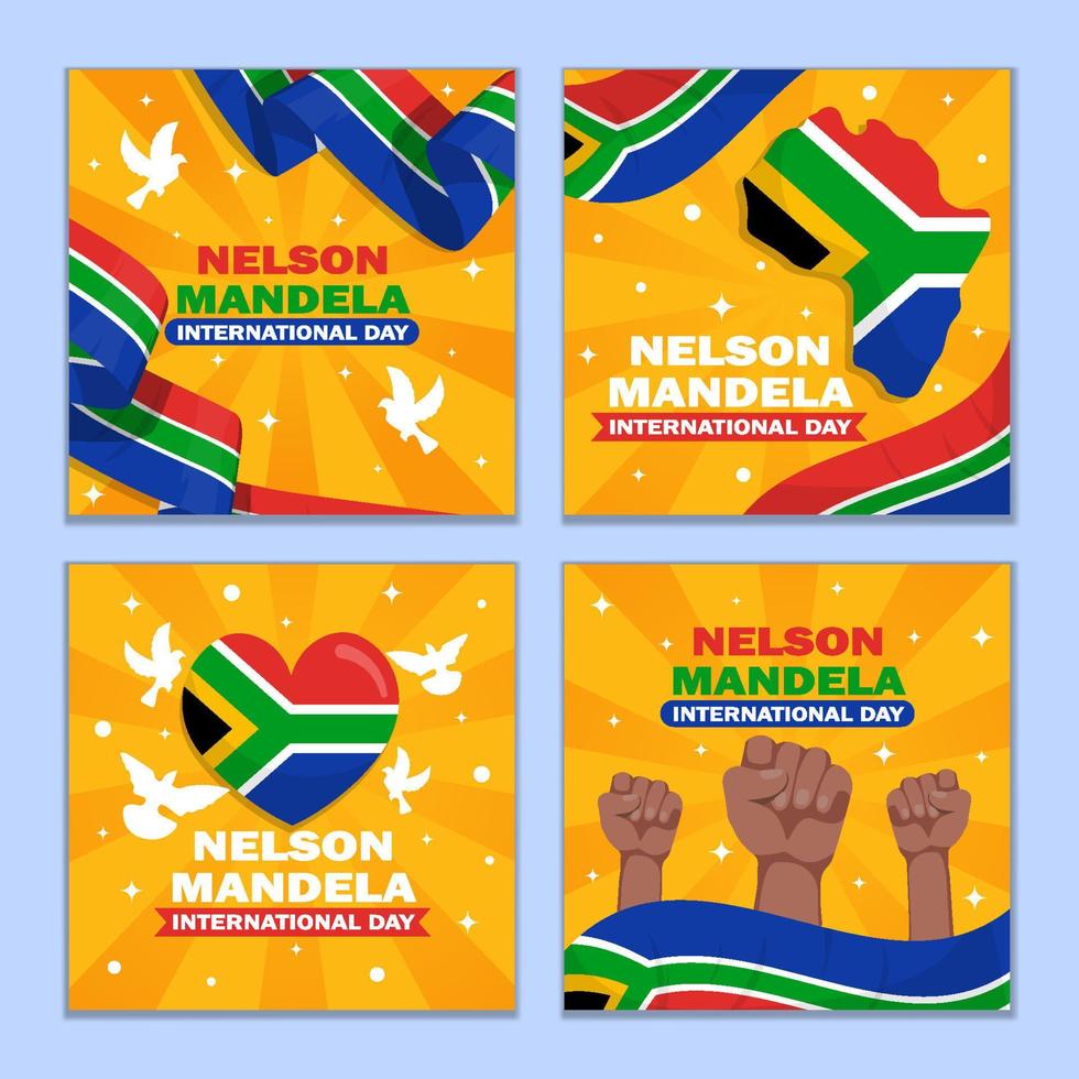 publication sur les réseaux sociaux du jour nelson mandela vecteur