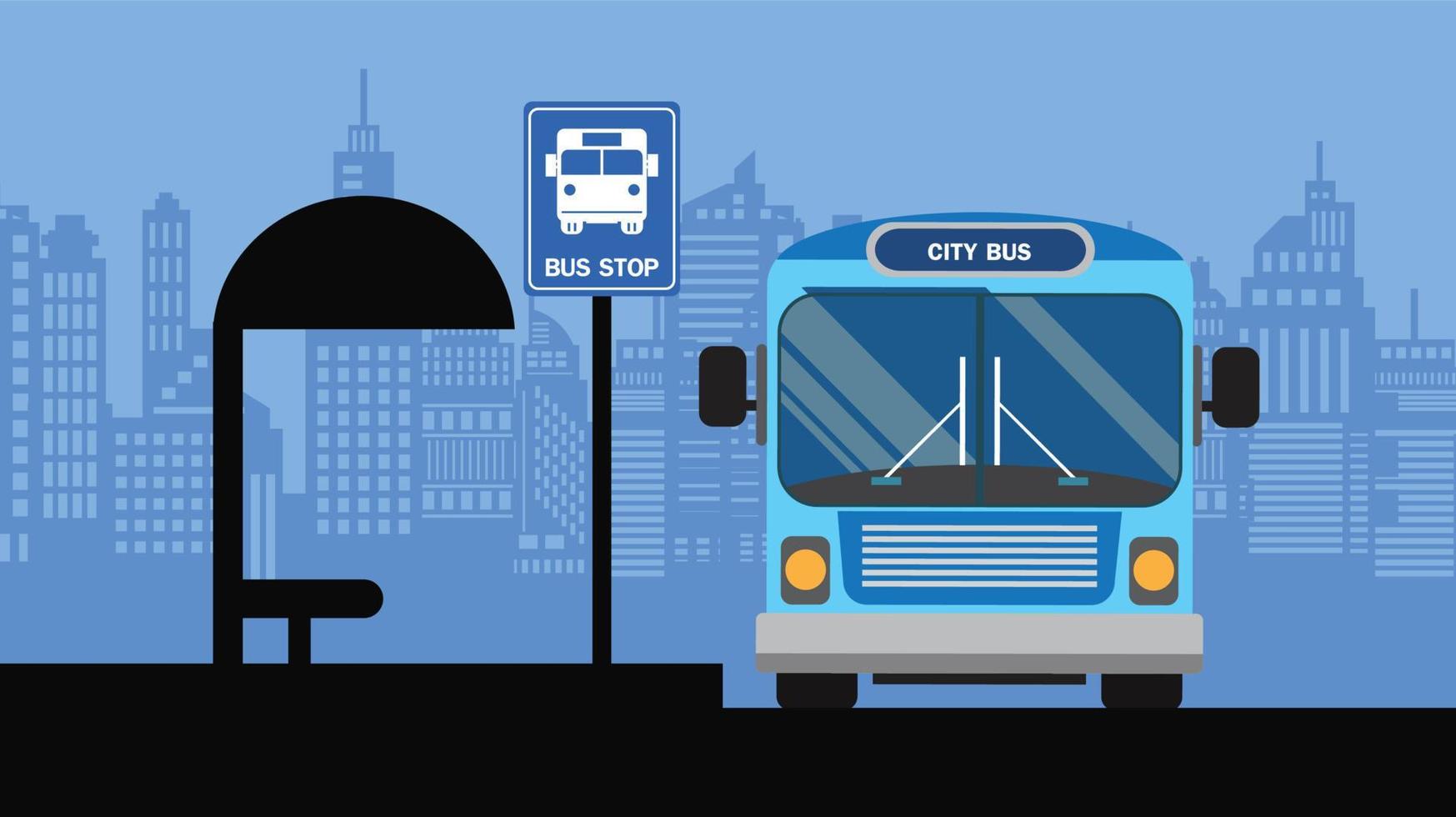 arrêt de bus paysage urbain, panneaux d'arrêt de bus, illustration vectorielle de transport vecteur