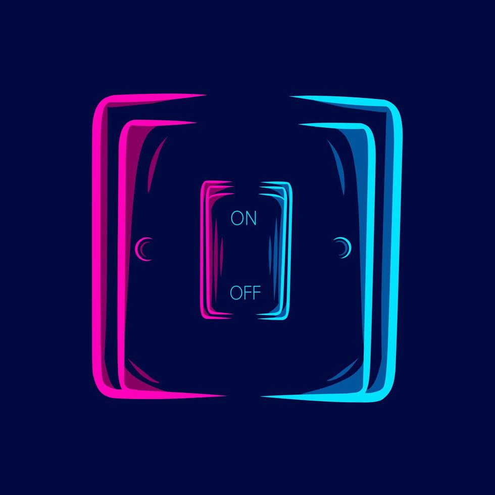 interrupteur électrique logo ligne pop art portrait design coloré avec un fond sombre. illustration vectorielle abstraite. vecteur