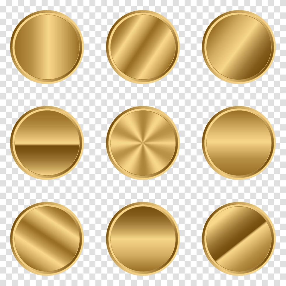bouton de cercle d'or de luxe. cercle d'or. bouton métallique réaliste. illustration vectorielle vecteur