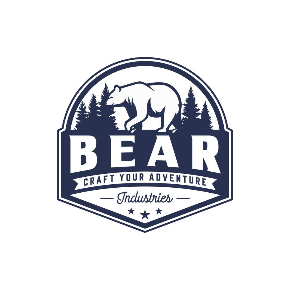 modèle de vecteur de conception de logo ours vintage