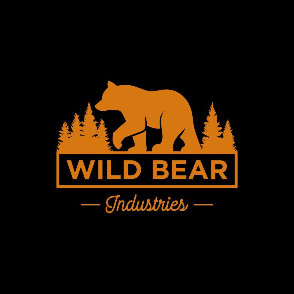 modèle de vecteur de conception de logo ours vintage