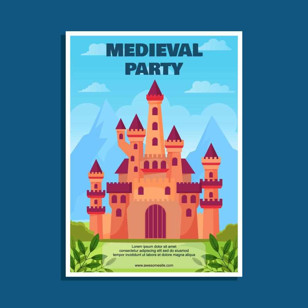 modèle d'affiche de fête médiévale vecteur