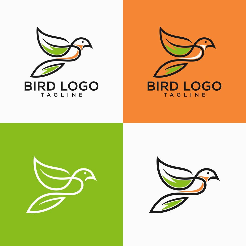 oiseau logo abstrait dessin au trait contour conception vecteur modèle