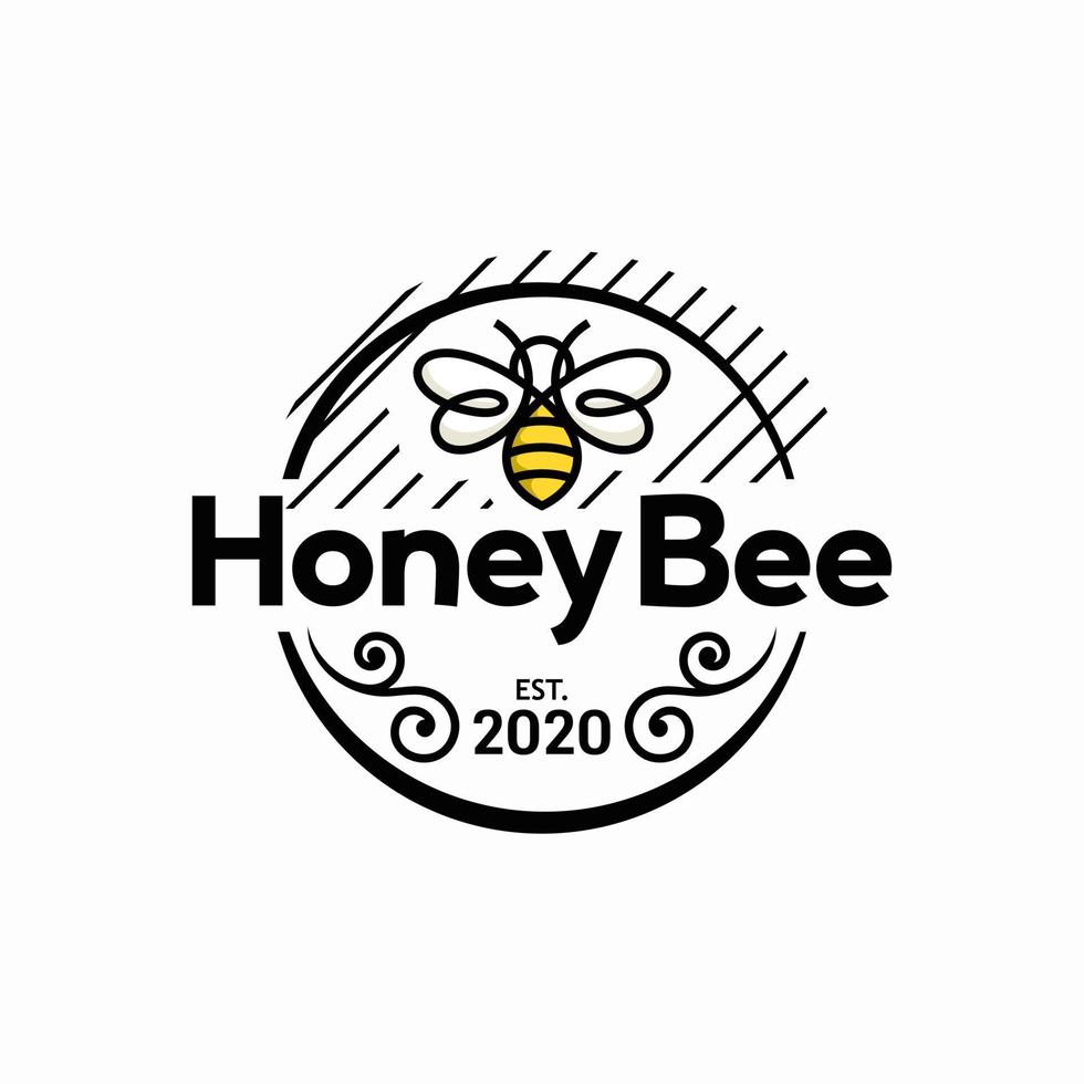 illustration vectorielle de modèle de logo d'abeille vintage vecteur