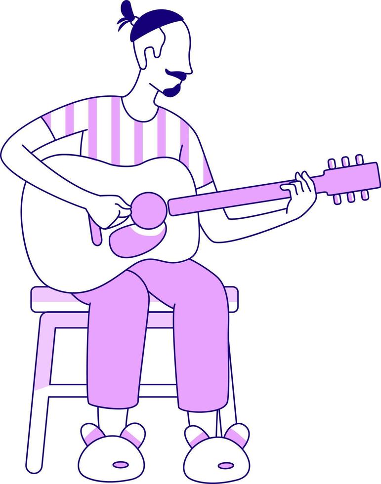 homme jouant de la guitare caractère vectoriel de couleur semi-plat