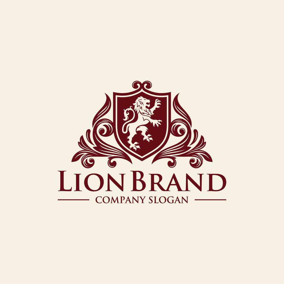 inspiration de conception de logo roi lion royal doré de luxe vecteur