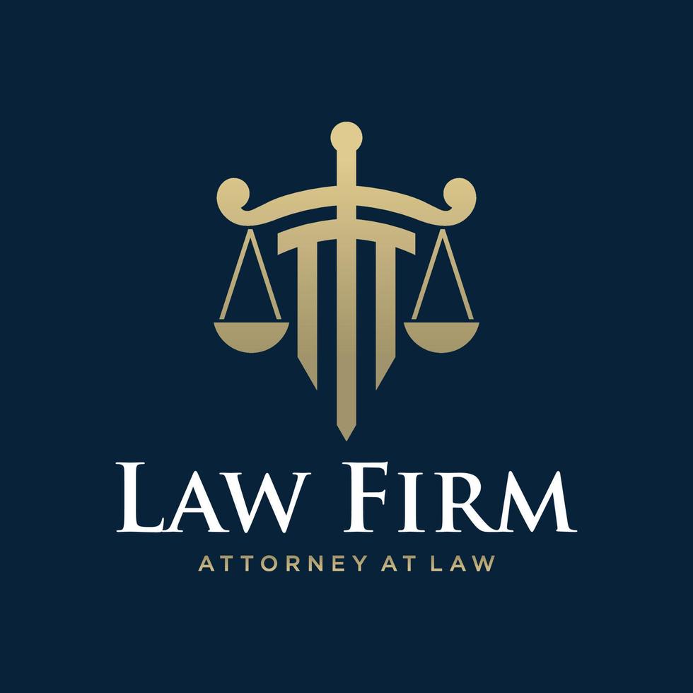 symbole de la loi de la justice premium. cabinet d'avocats, cabinets d'avocats, services d'avocats, inspiration de conception de logo de luxe. vecteur