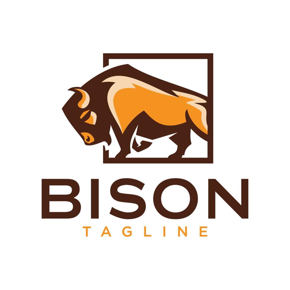 inspiration de conception de logo vectoriel de mascotte de bison