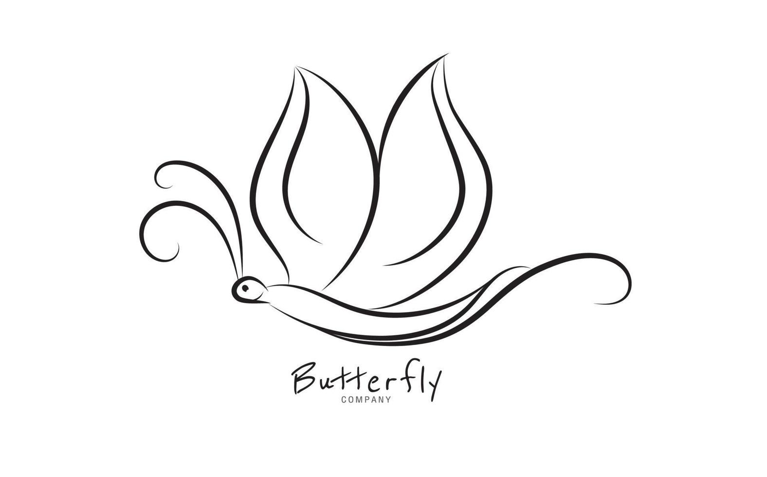 modèle vectoriel de logo papillon pour cosmétique, beauté, spa. illustration de papillon dessiné main noir et blanc. style vintage