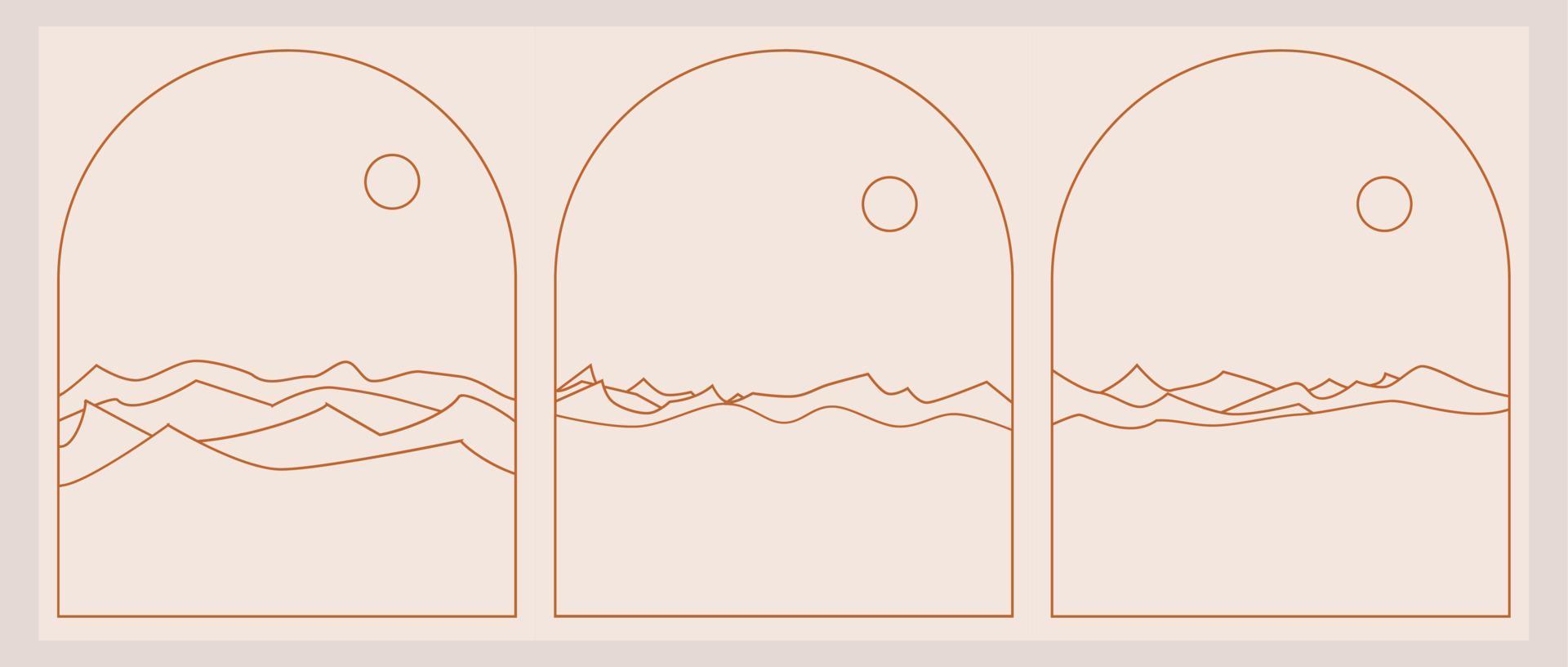 ensemble de logos de paysage bohème dans un style minimaliste tendance vecteur