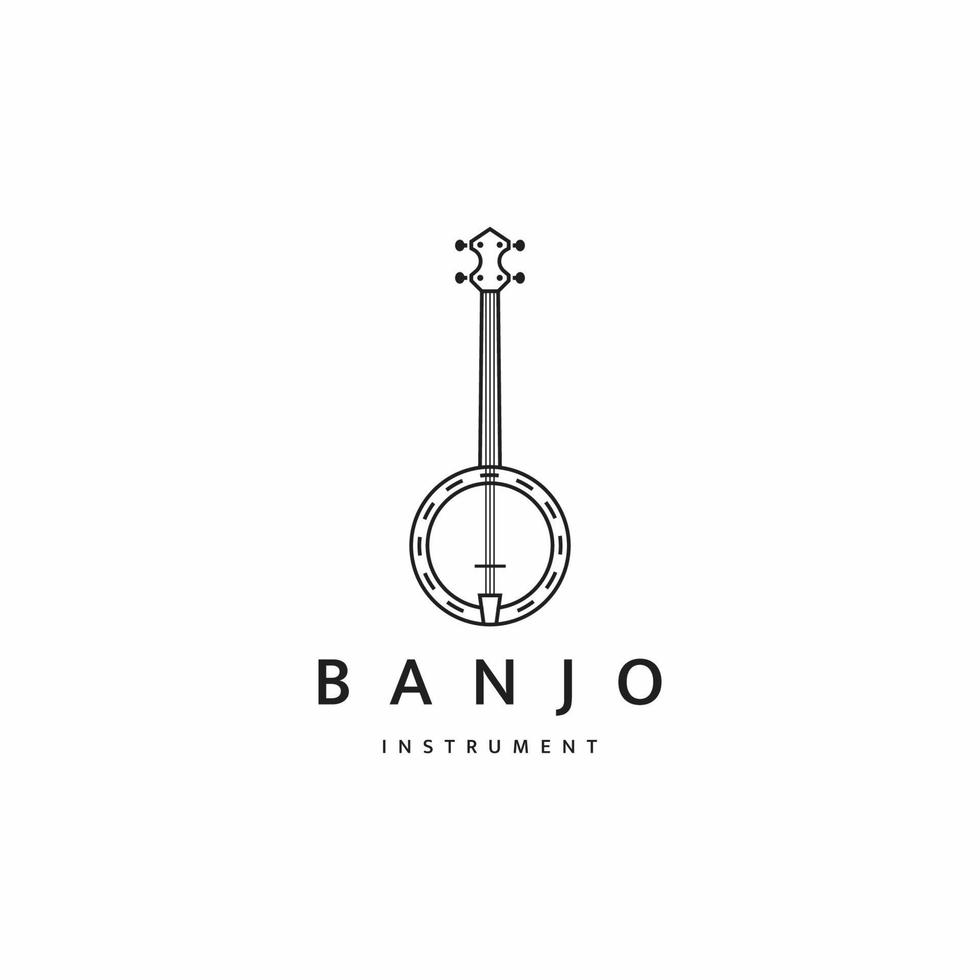 modèle de conception d'icône de logo d'instrument de musique de guitare banjo vecteur plat