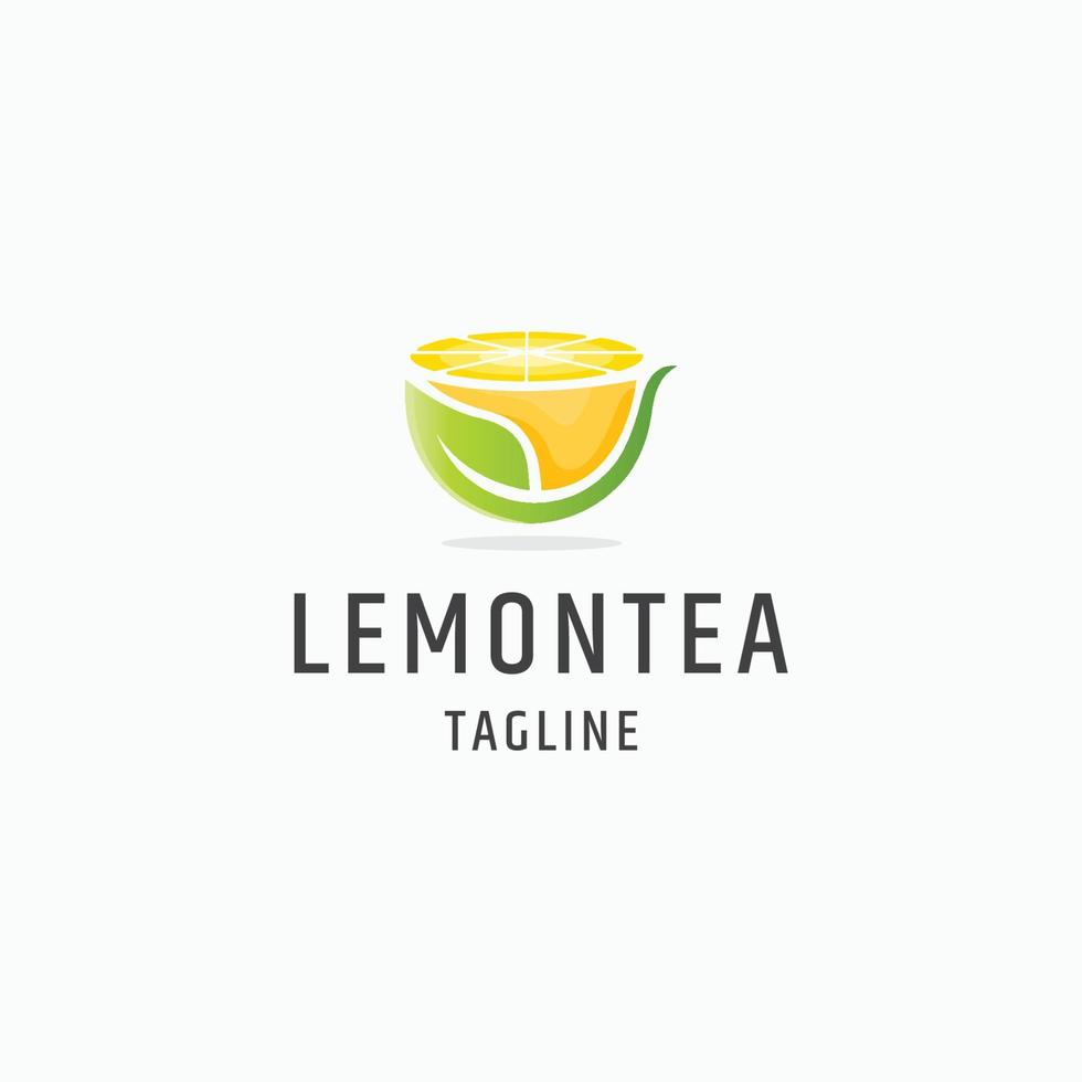 thé au citron logo icône modèle de conception plate illustration vectorielle vecteur