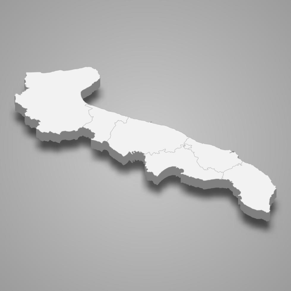 carte 3d de la région de l'italie vecteur