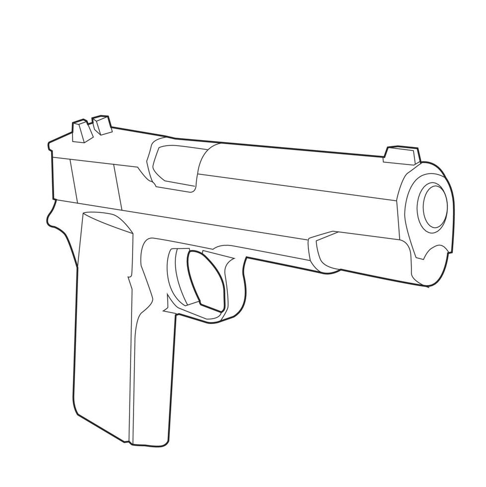 conception de vecteur de contour de pistolet à main