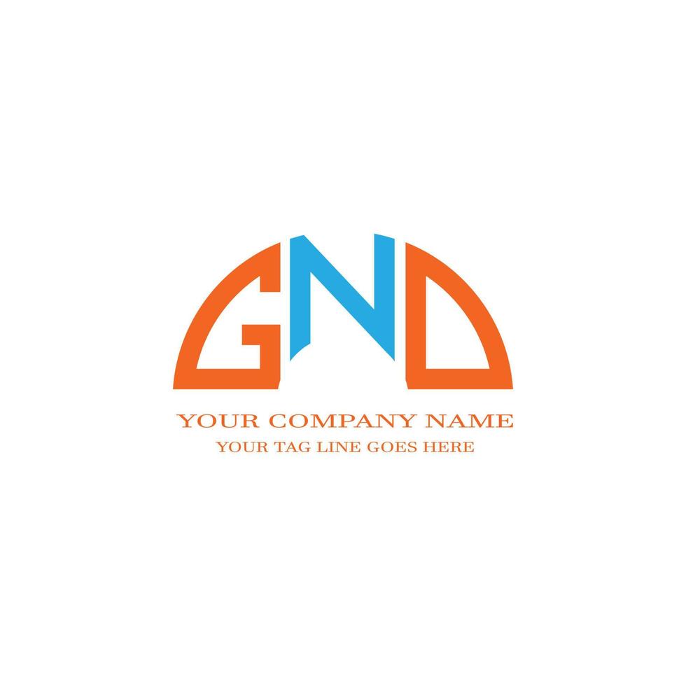 conception créative de logo de lettre gnd avec graphique vectoriel
