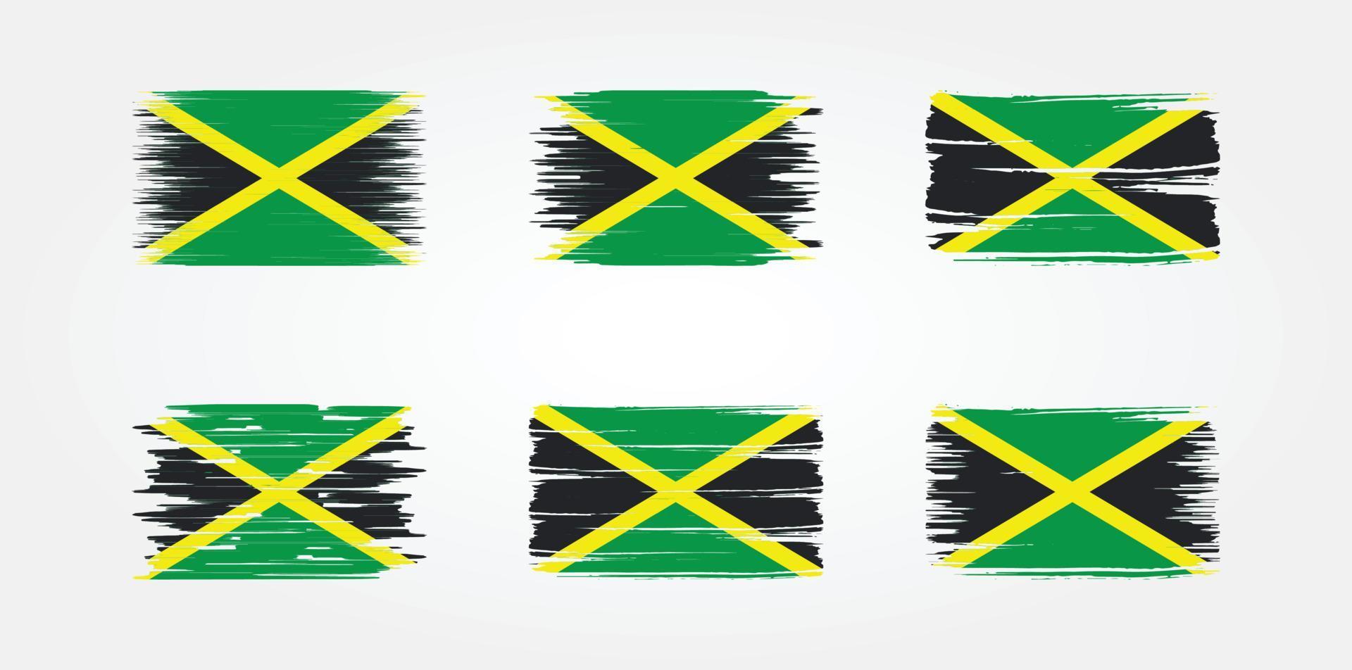 collection de pinceaux de drapeau de la jamaïque. drapeau national vecteur