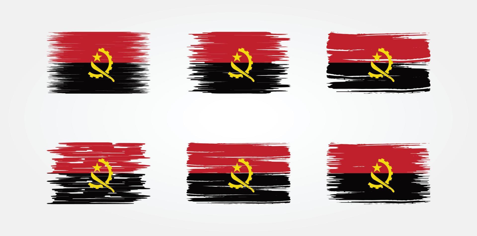 collection de pinceaux drapeau angola. drapeau national vecteur