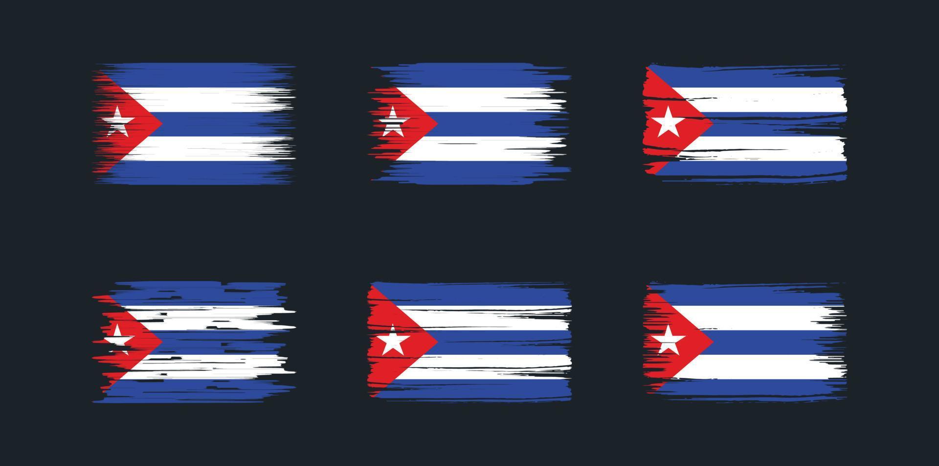collection de pinceaux de drapeau cuba. drapeau national vecteur