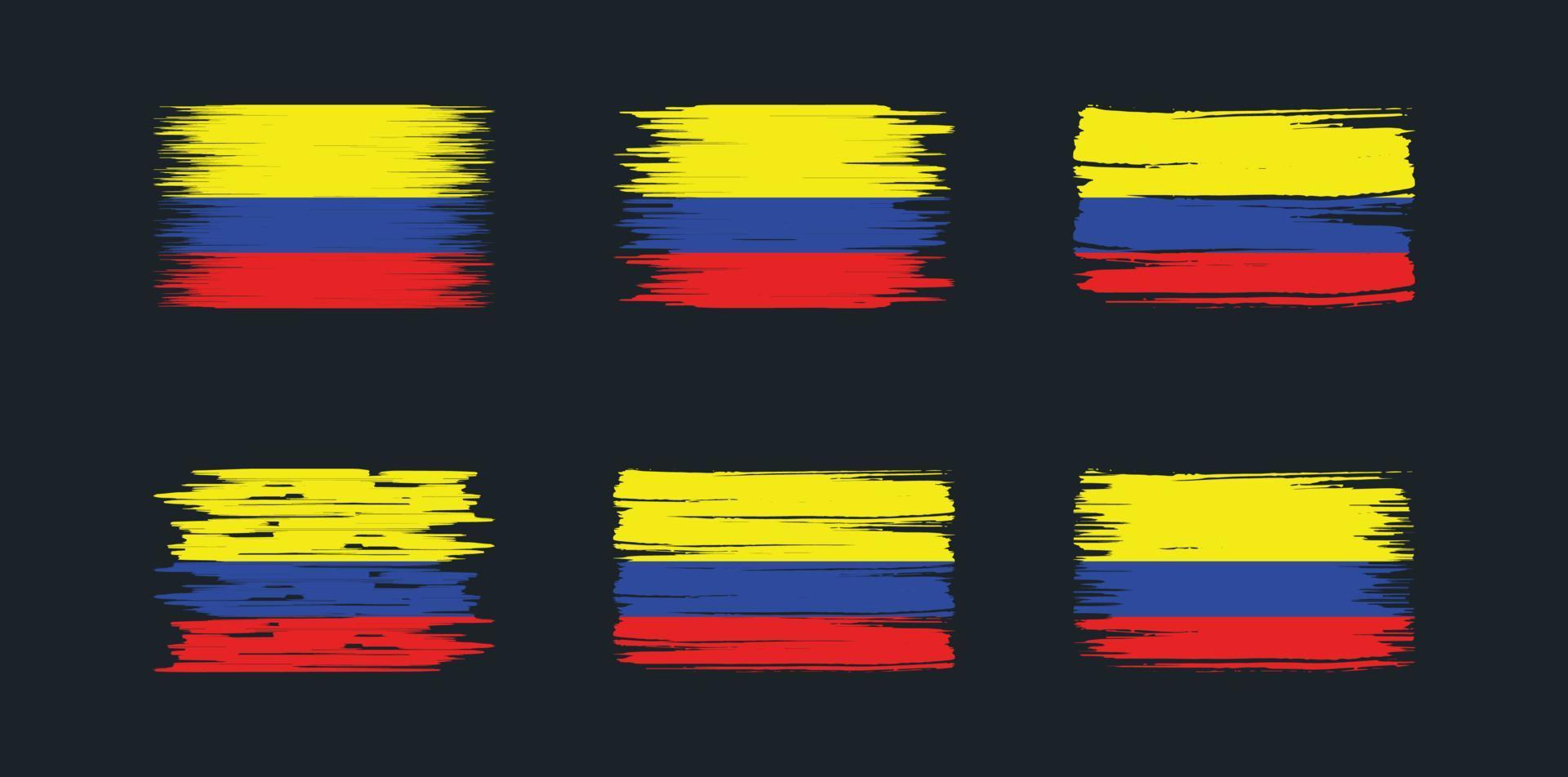 collection de pinceaux de drapeau colombien. drapeau national vecteur