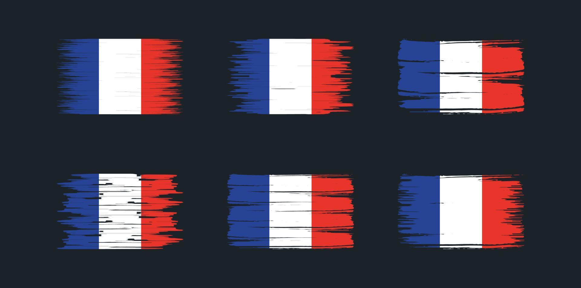 collection de pinceaux de drapeau de la france. drapeau national vecteur
