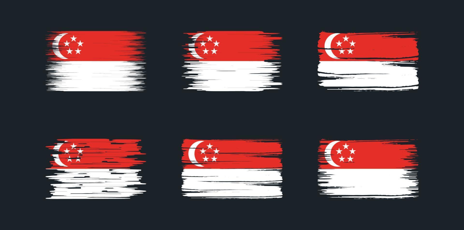 collection de pinceaux de drapeau de singapour. drapeau national vecteur