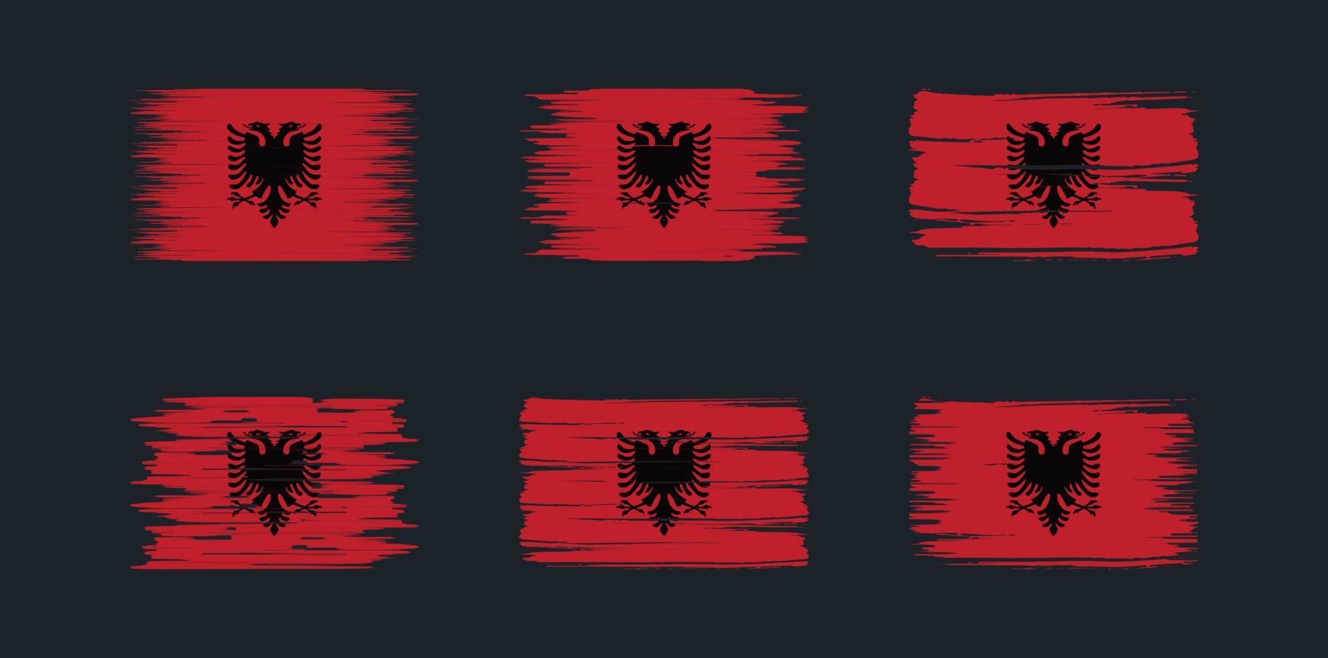 collection de pinceaux de drapeau albanie. drapeau national vecteur