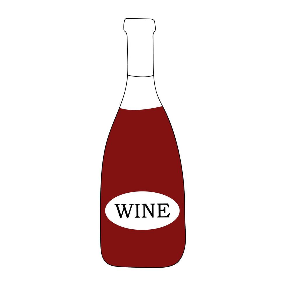 vin rouge en illustration vectorielle de bouteille doodle vecteur