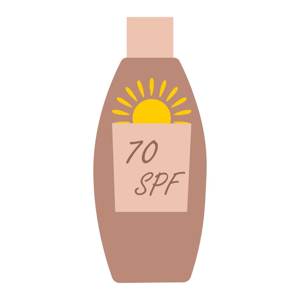 illustration vectorielle de baume solaire pour le corps avec 70 spf.sunscreen, protection solaire pour les vacances d'été vecteur