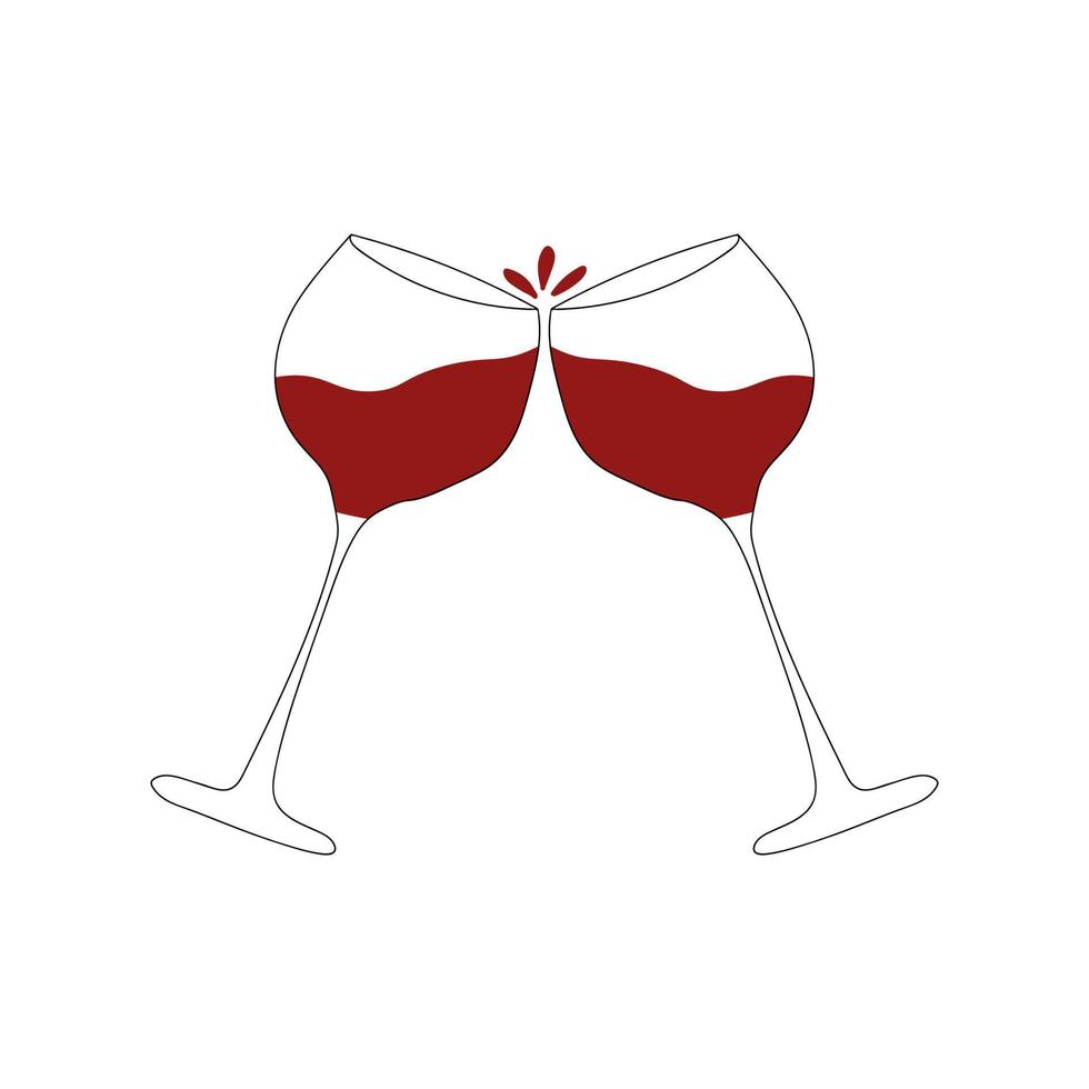 deux verres de vin rouge. illustration vectorielle doodle pour la conception, vin rouge vecteur