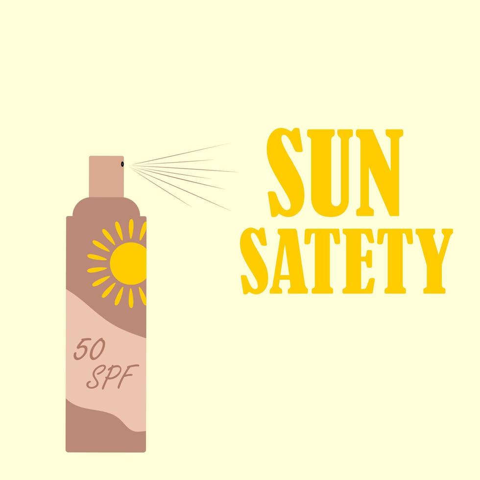 illustration vectorielle de spray de protection solaire et de sécurité solaire. soin de la peau. vecteur