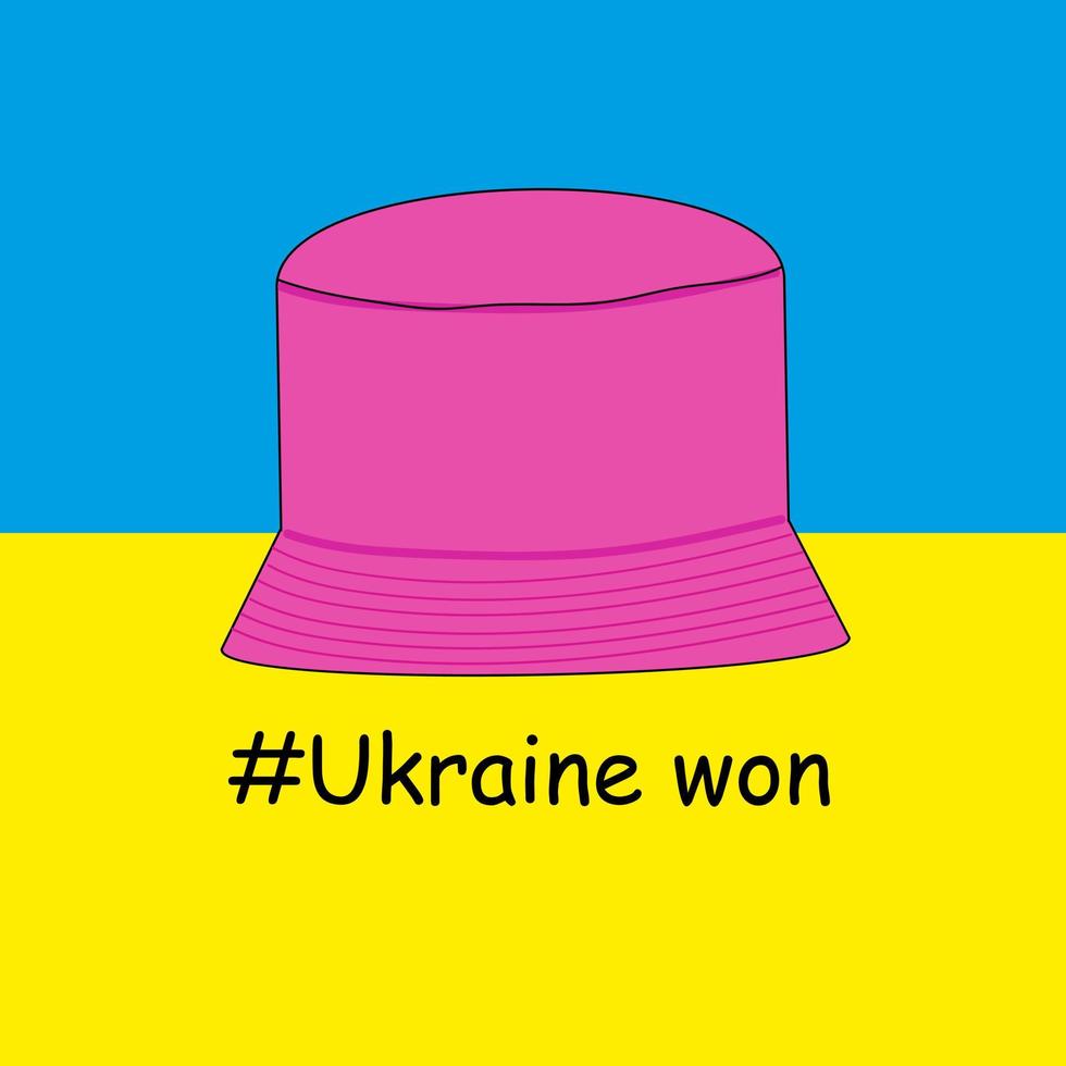 illustration vectorielle d'un chapeau panama rose stylisé. l'ukraine a gagné. vecteur