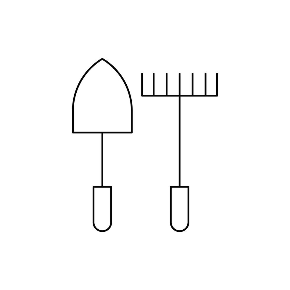 icône de jardinage pelle et fourche vecteur