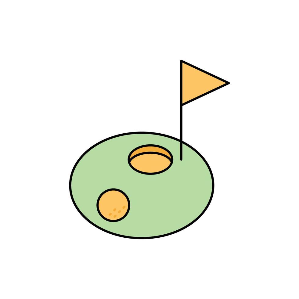 trou de sport de golf et icône de drapeau vecteur