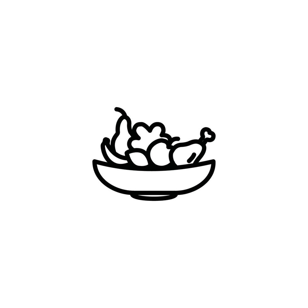 vecteur d'icône de bol de légumes et de poulet