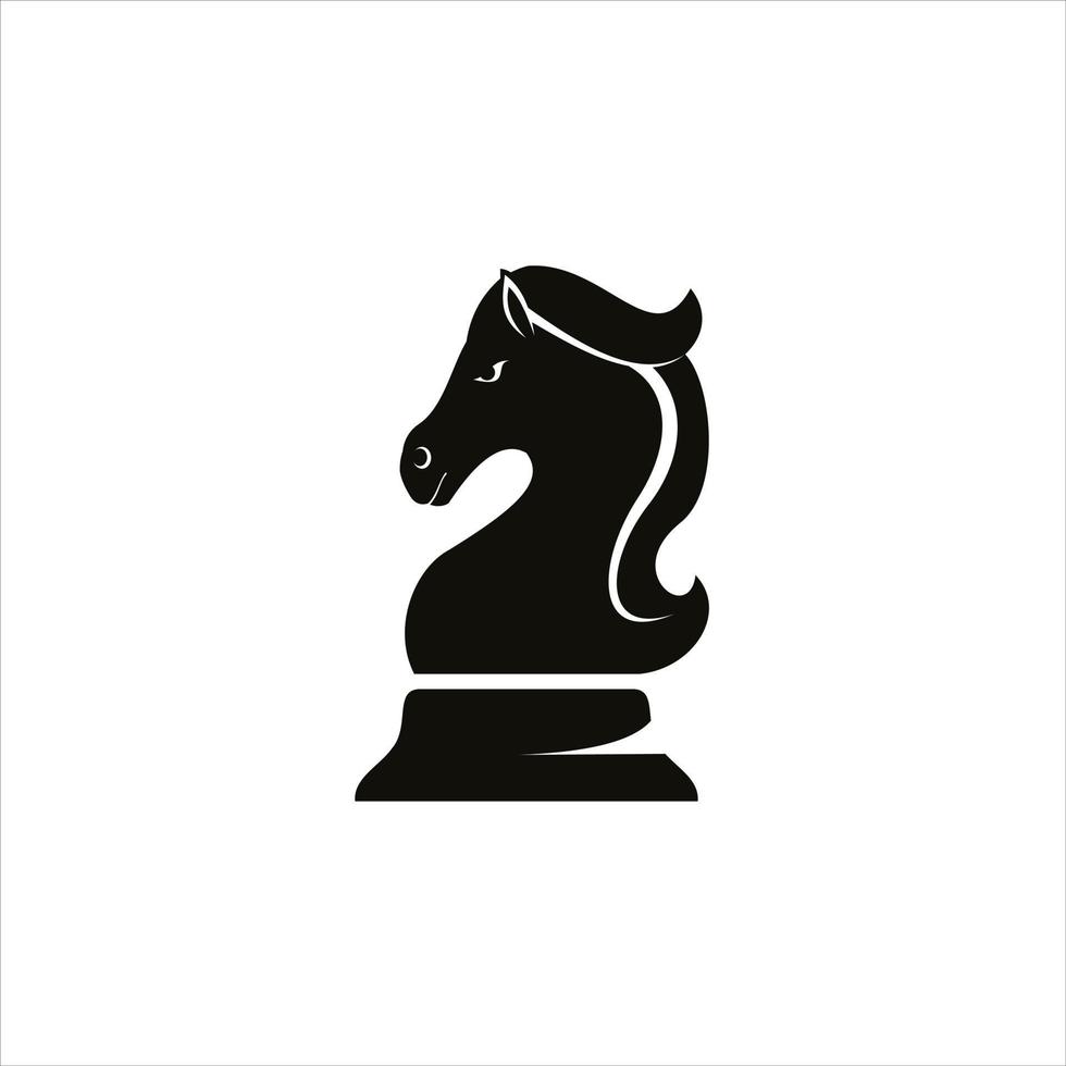 modèle de silhouette de conception de logo d'étalon de cheval de chevalier d'échecs noir. vecteur