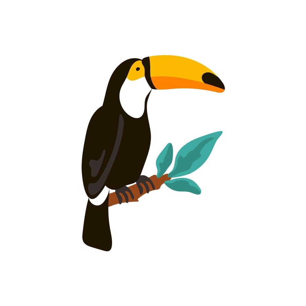 toucan dessiné à la main assis sur la branche. illustration vectorielle vecteur