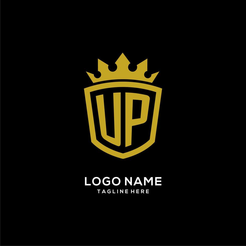style de couronne de bouclier de logo initial, création de logo monogramme élégant de luxe vecteur