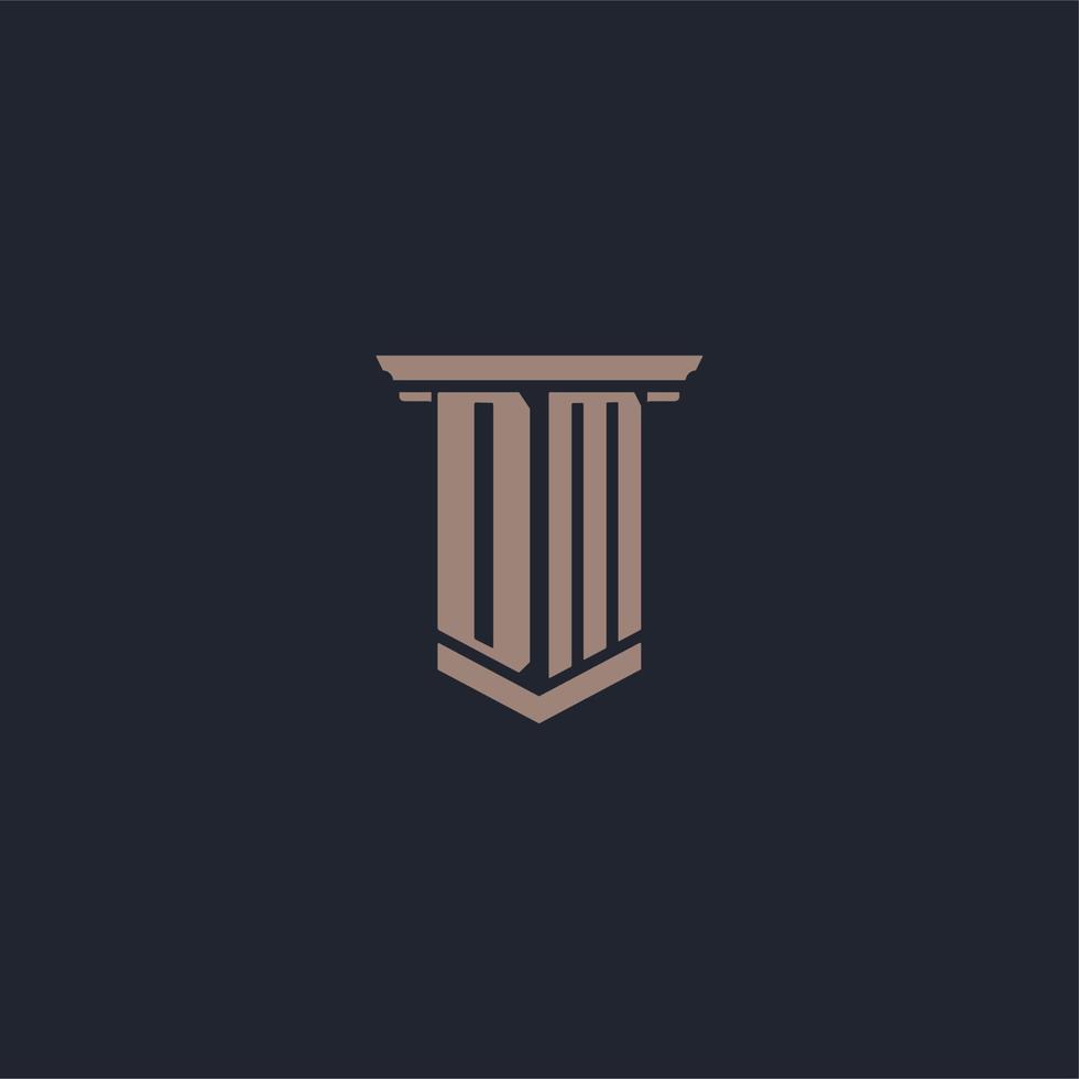 logo monogramme initial dm avec un design de style pilier vecteur