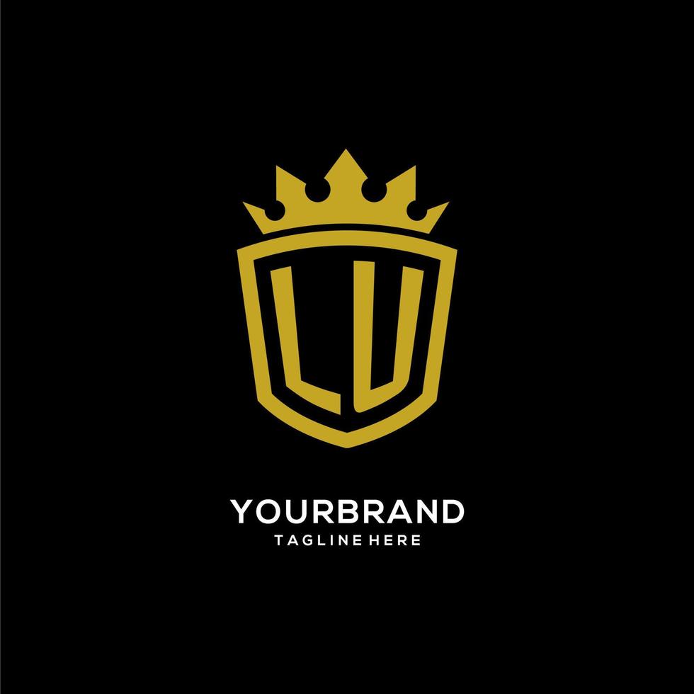 style de couronne de bouclier de logo lu initial, conception de logo monogramme élégant de luxe vecteur