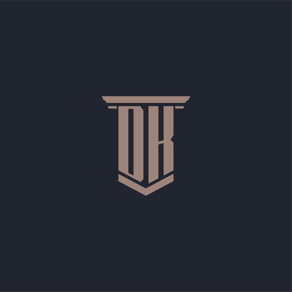 logo monogramme initial dk avec un design de style pilier vecteur