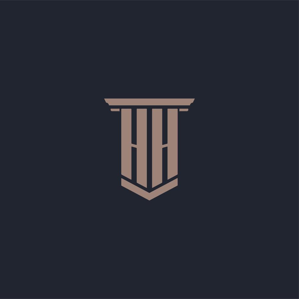 hh logo monogramme initial avec un design de style pilier vecteur