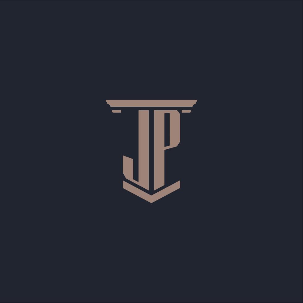 logo monogramme initial jp avec un design de style pilier vecteur