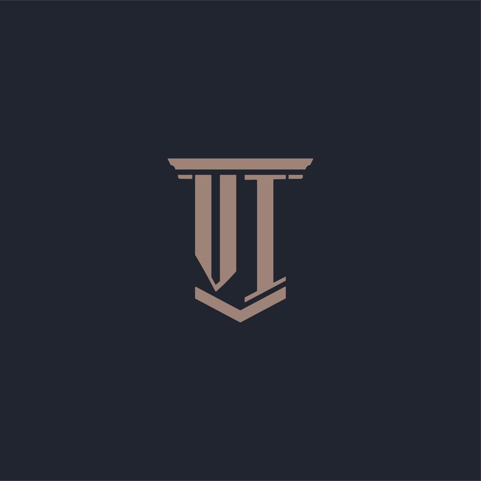 vi logo monogramme initial avec un design de style pilier vecteur