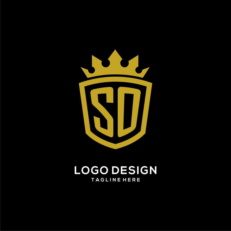 style de couronne de bouclier de logo initial donc, conception de logo monogramme élégant de luxe vecteur