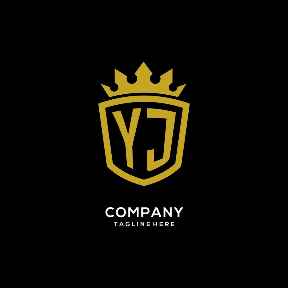 style de couronne de bouclier de logo yj initial, conception de logo monogramme élégant de luxe vecteur
