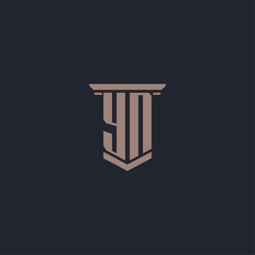 logo monogramme initial yn avec un design de style pilier vecteur