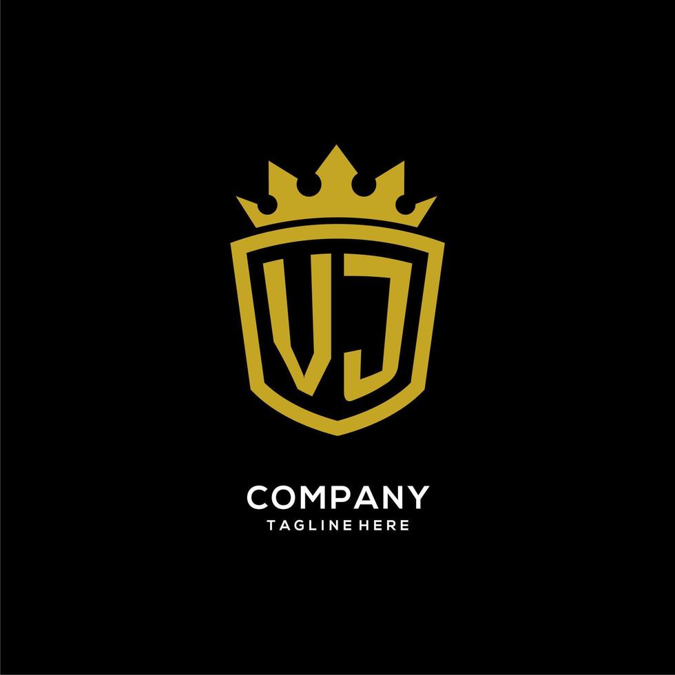 style de couronne de bouclier de logo vj initial, conception de logo monogramme élégant de luxe vecteur